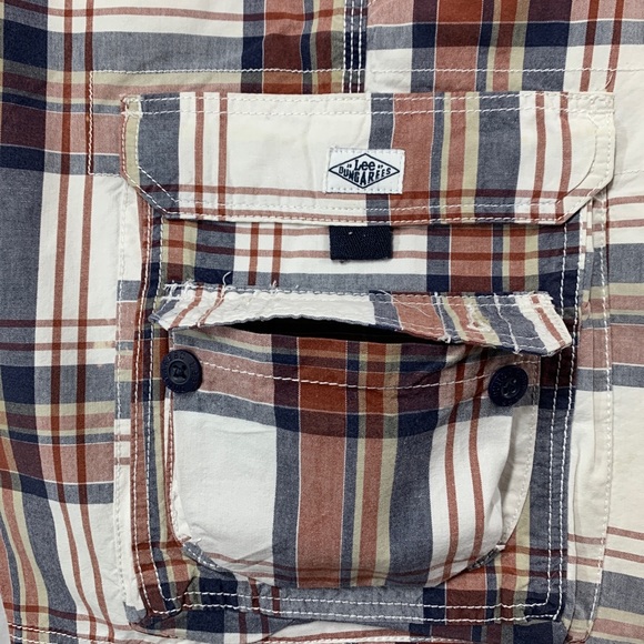 LEE MENS DUNGAREES Brown  Plaid Cargo  Shorts - Picture 9 of 13